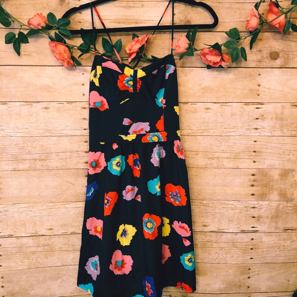 American Eagle Outfitters Floral Mini Dress - Black and Multicolor